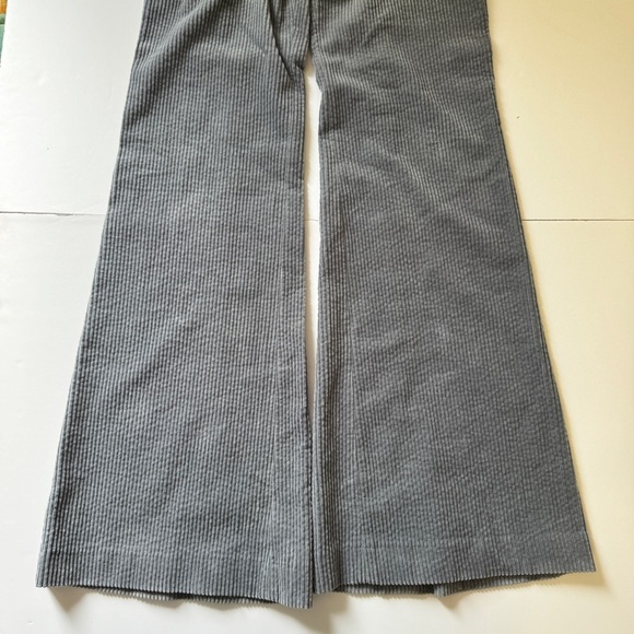 Zara Woman Pants Straight Leg Corduroy Trousers Slacks Blue Gray Zip Pockets S - Picture 13 of 15